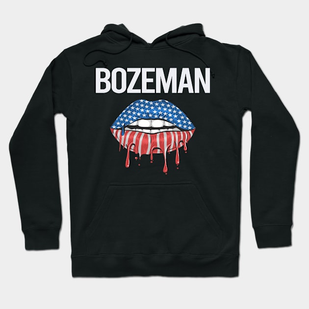 USA Flag Lips Bozeman Hoodie by rosenbaumquinton52